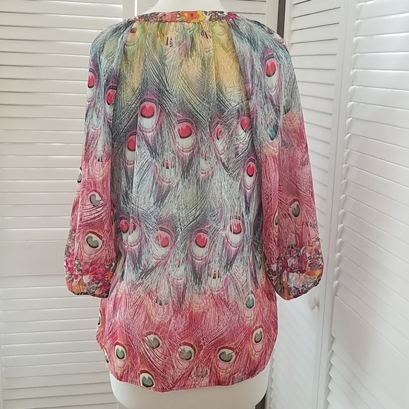FIG AND FLOWER ANTHROPOLOGIE SILKY BLOUSE SZ SMALL - Picture 3 of 8